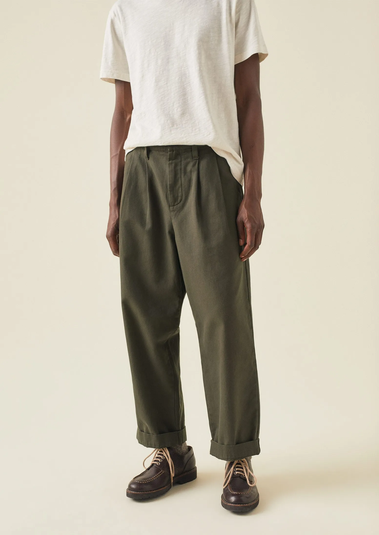 Bill Cotton Wide Leg Trousers | Dark Olive sold by TOAST product image thumbnail 4