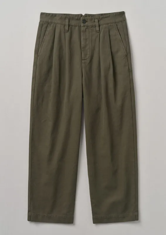 Bill Cotton Wide Leg Trousers | Dark Olive made by TOAST