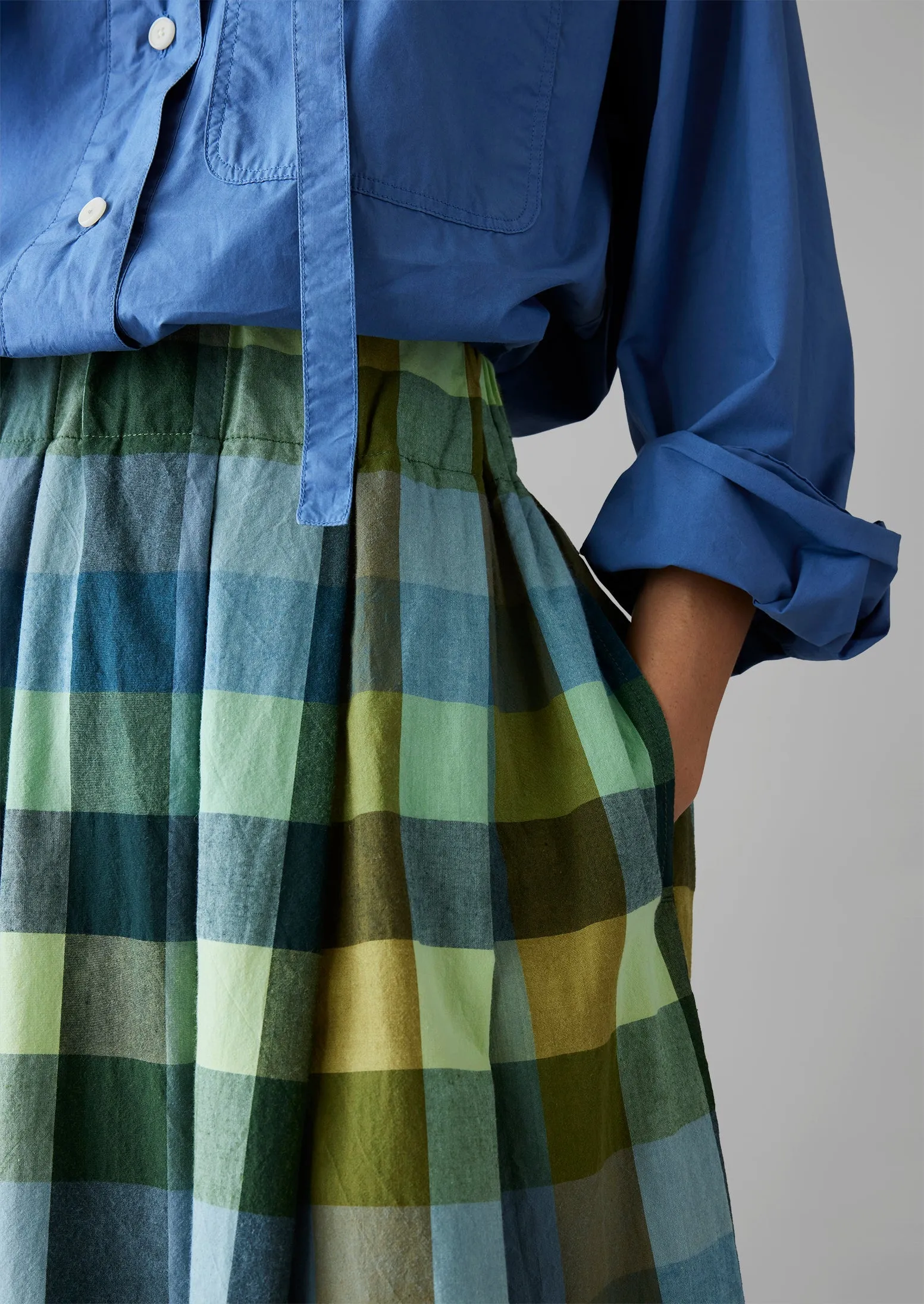 Cabin Check Organic Cotton Skirt | Juniper sold by TOAST product image thumbnail 4