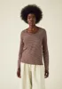 Scoop Neck Stripe Cotton Tee | Red Cedar/Pearl Blue sold by TOAST