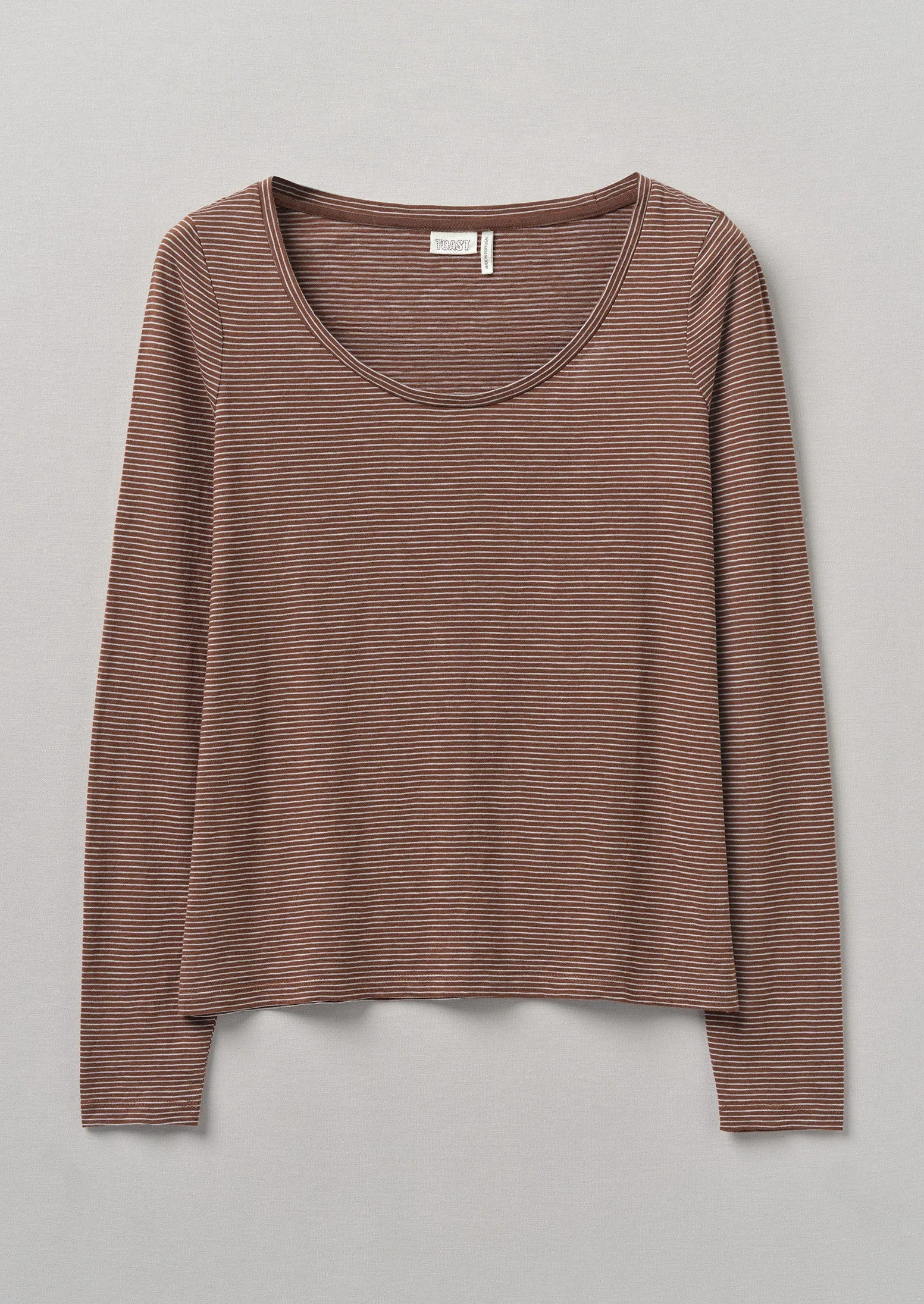 Scoop Neck Stripe Cotton Tee | Red Cedar/Pearl Blue sold by TOAST