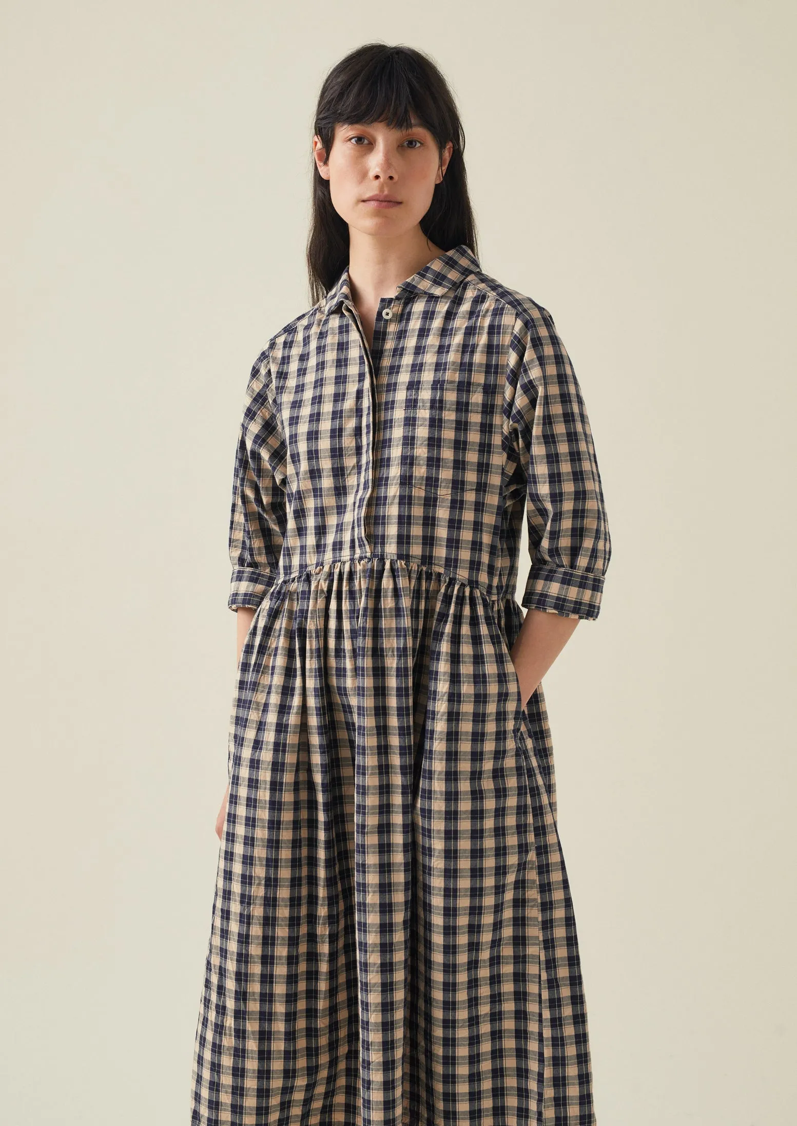 toast japanese cotton check shirt dress Toast checked shirt dress