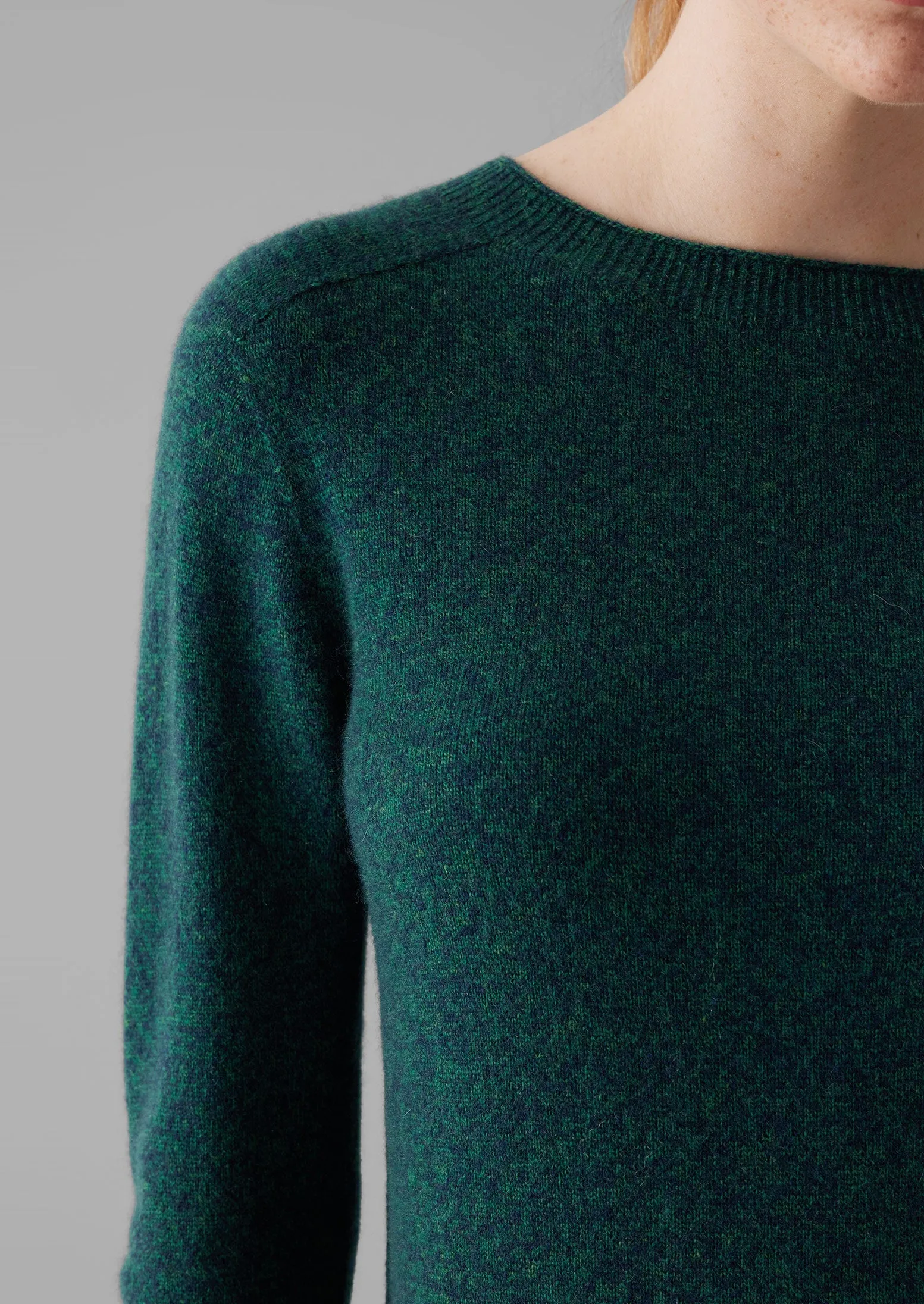 Wool Cashmere Neat Sweater | Forest Marl sold by TOAST product image thumbnail 3