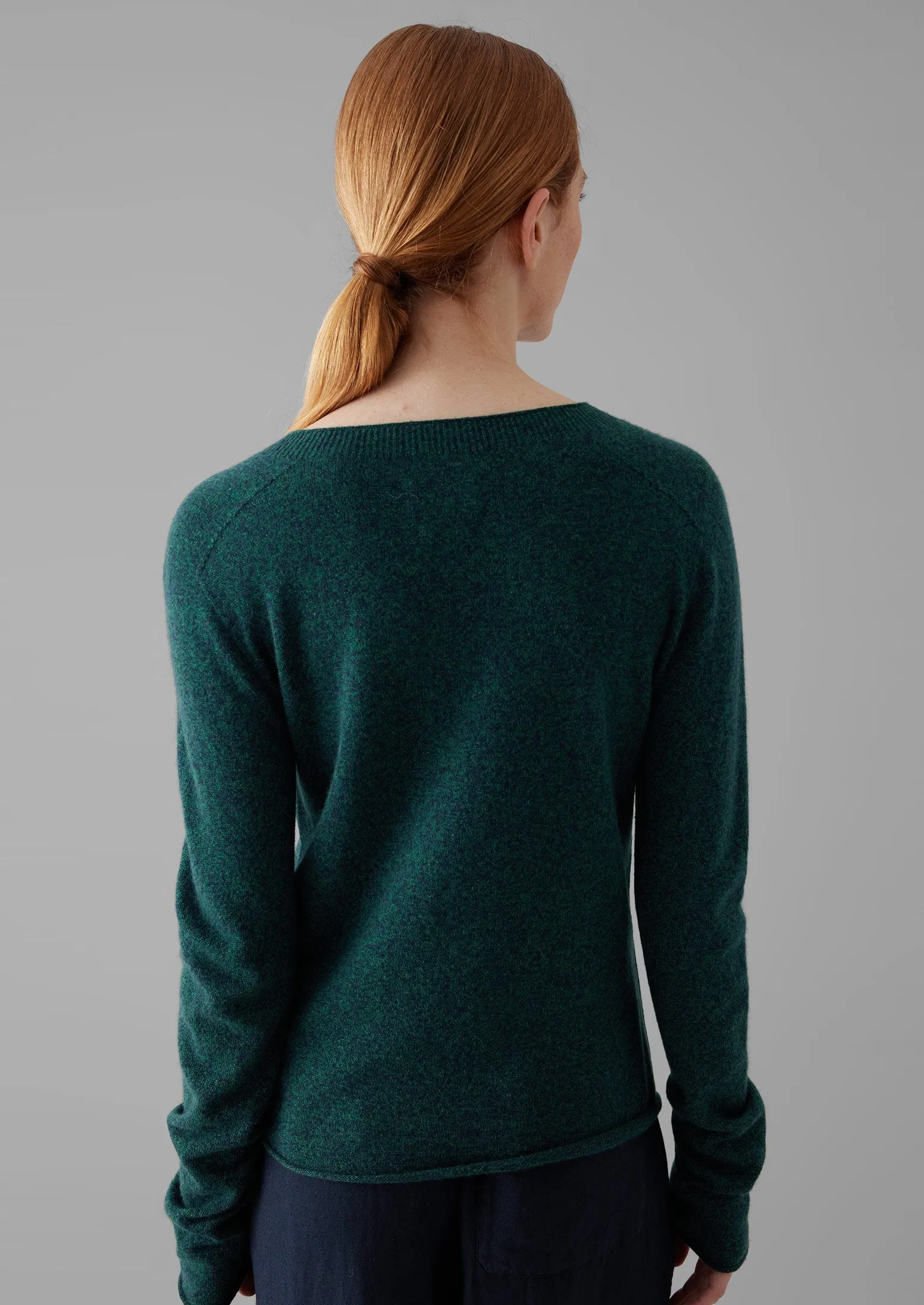 Wool Cashmere Neat Sweater | Forest Marl sold by TOAST product image thumbnail 4