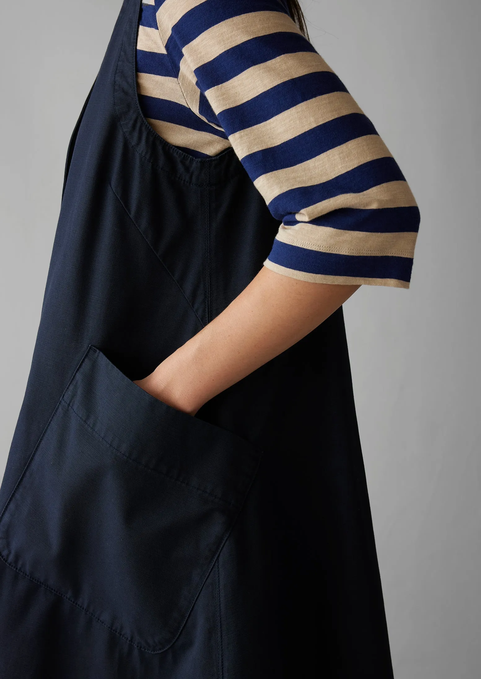 Buttoned A Line Organic Cotton Dress | Liquorice Navy sold by TOAST product image thumbnail 4