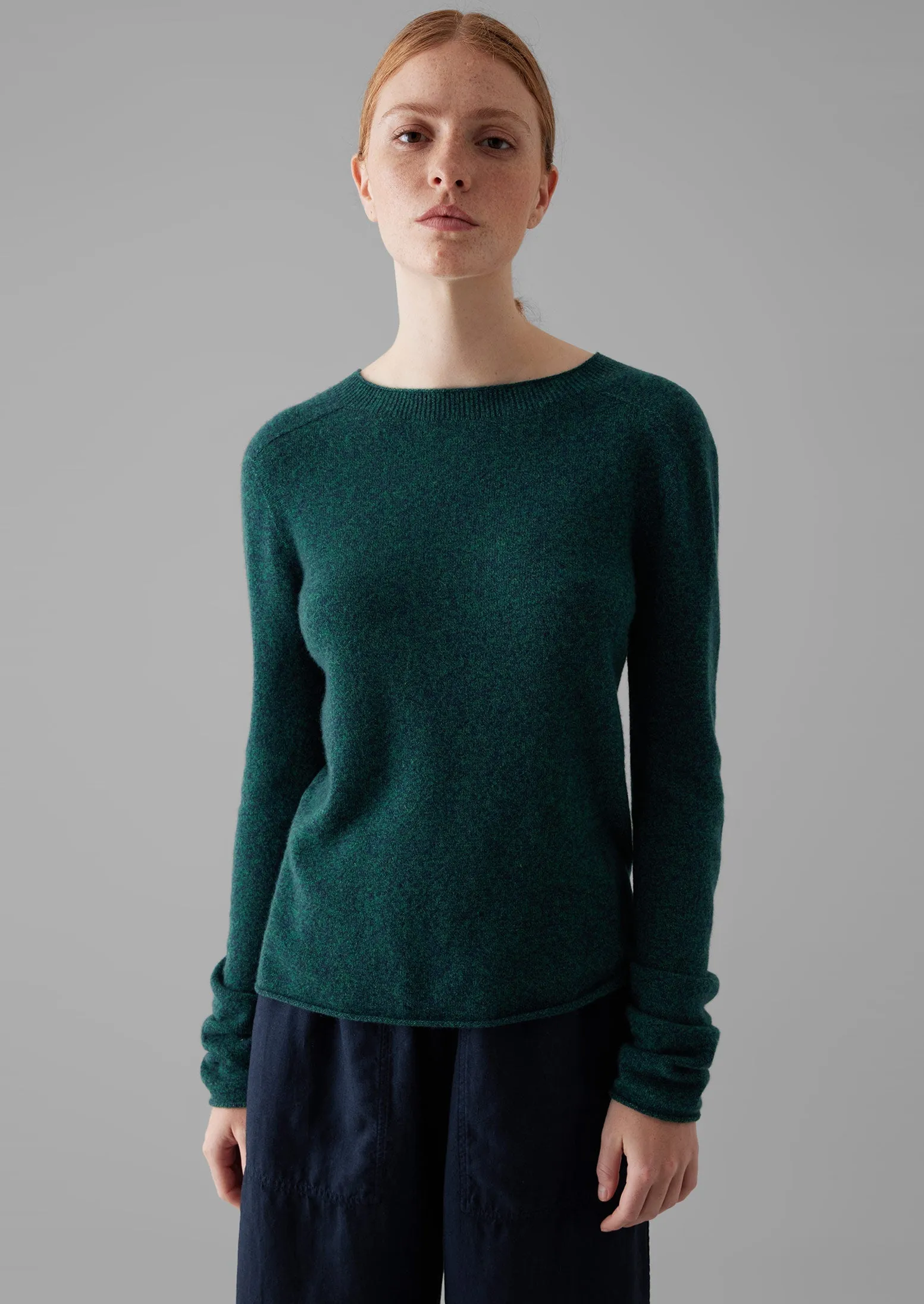 Wool Cashmere Neat Sweater | Forest Marl sold by TOAST product image thumbnail 2