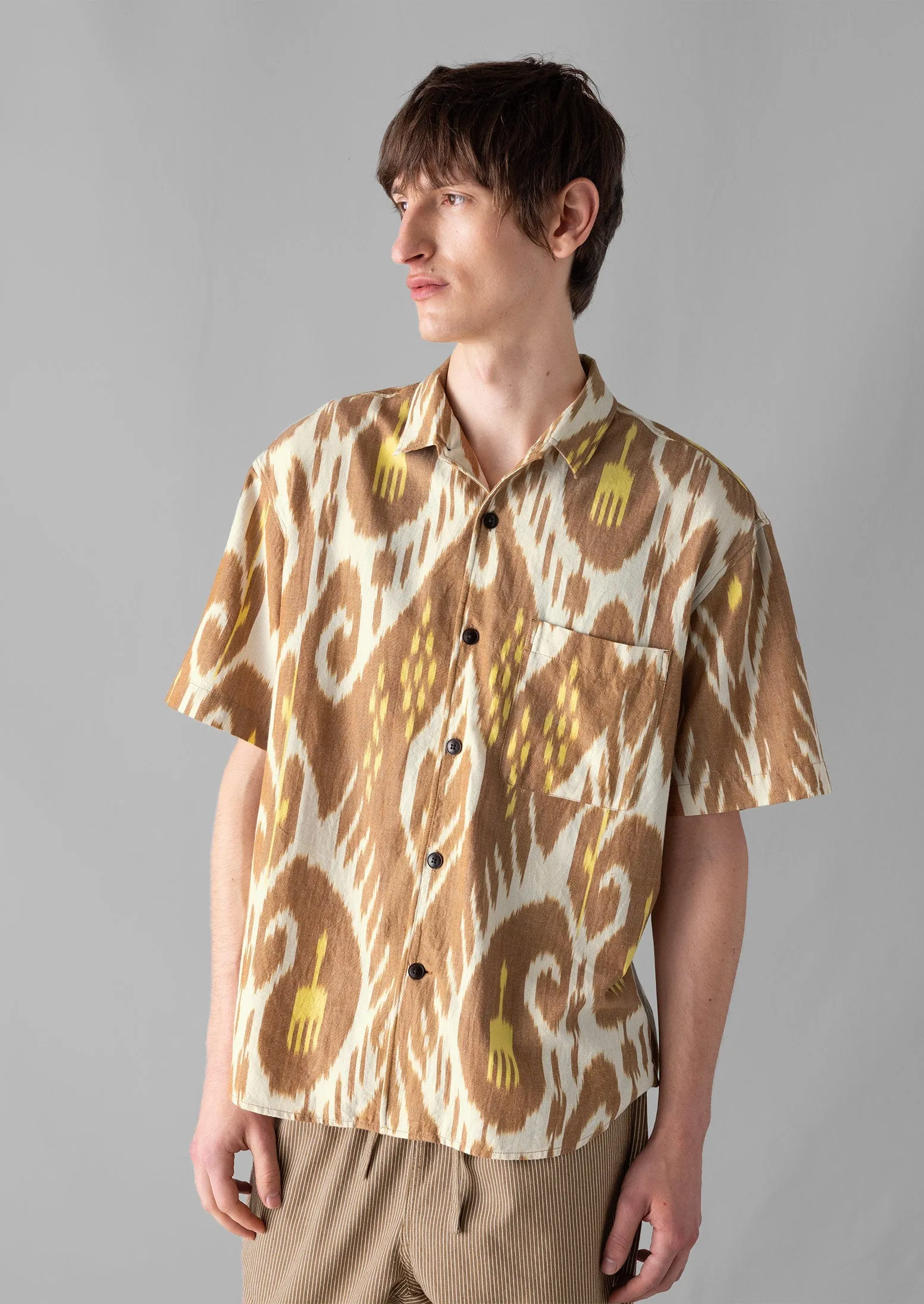 Dropped Shoulder Ikat Shirt | Brick sold by TOAST product image thumbnail 3