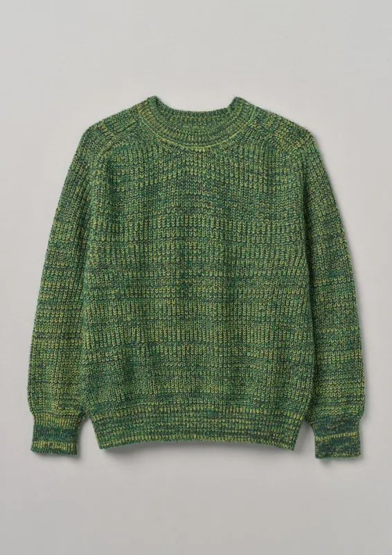 Crew Neck Twisted Yarn Sweater | Clover Green sold by TOAST