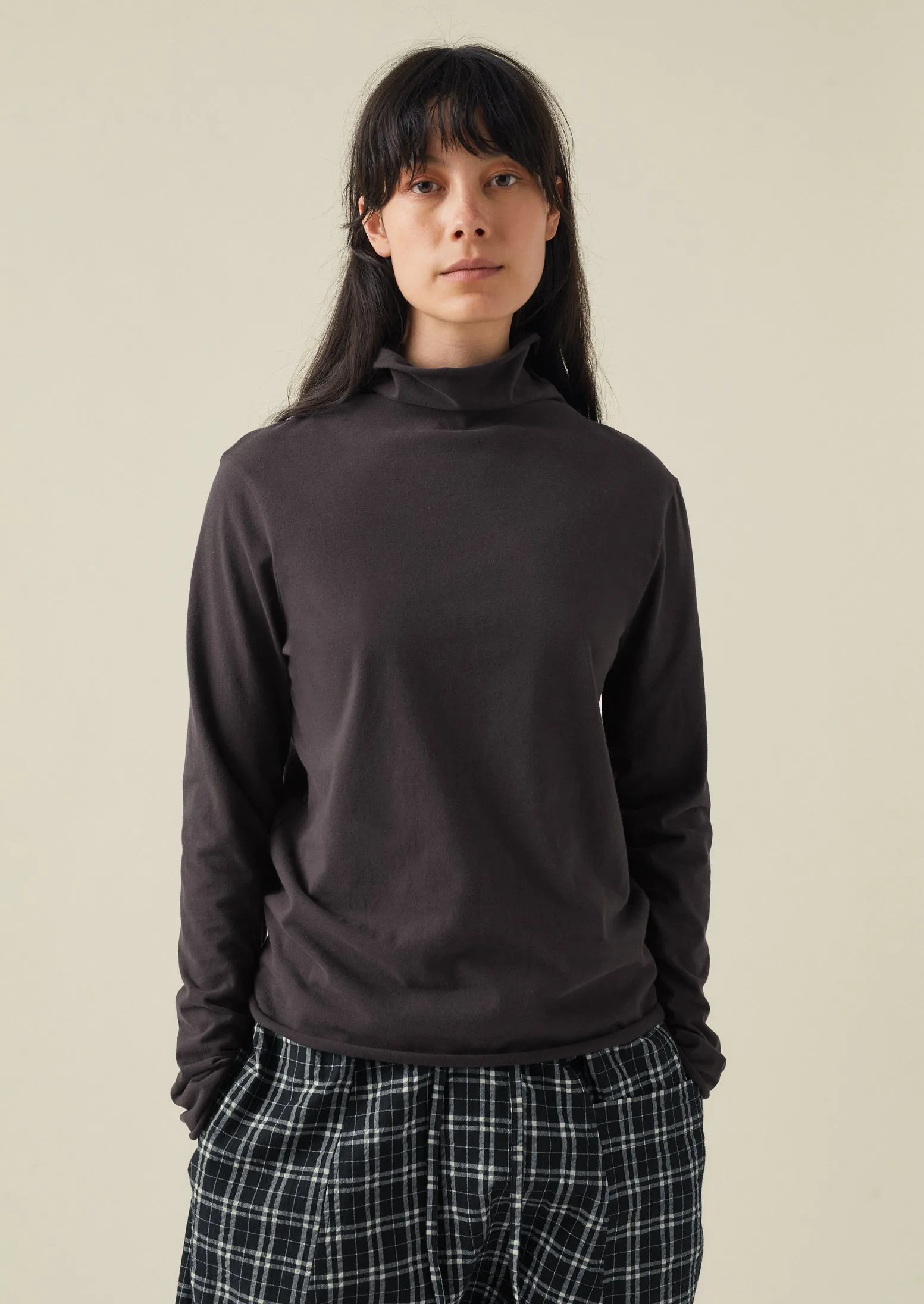 High Neck Soft Cotton Tee | Soft Charcoal sold by TOAST product image thumbnail 3