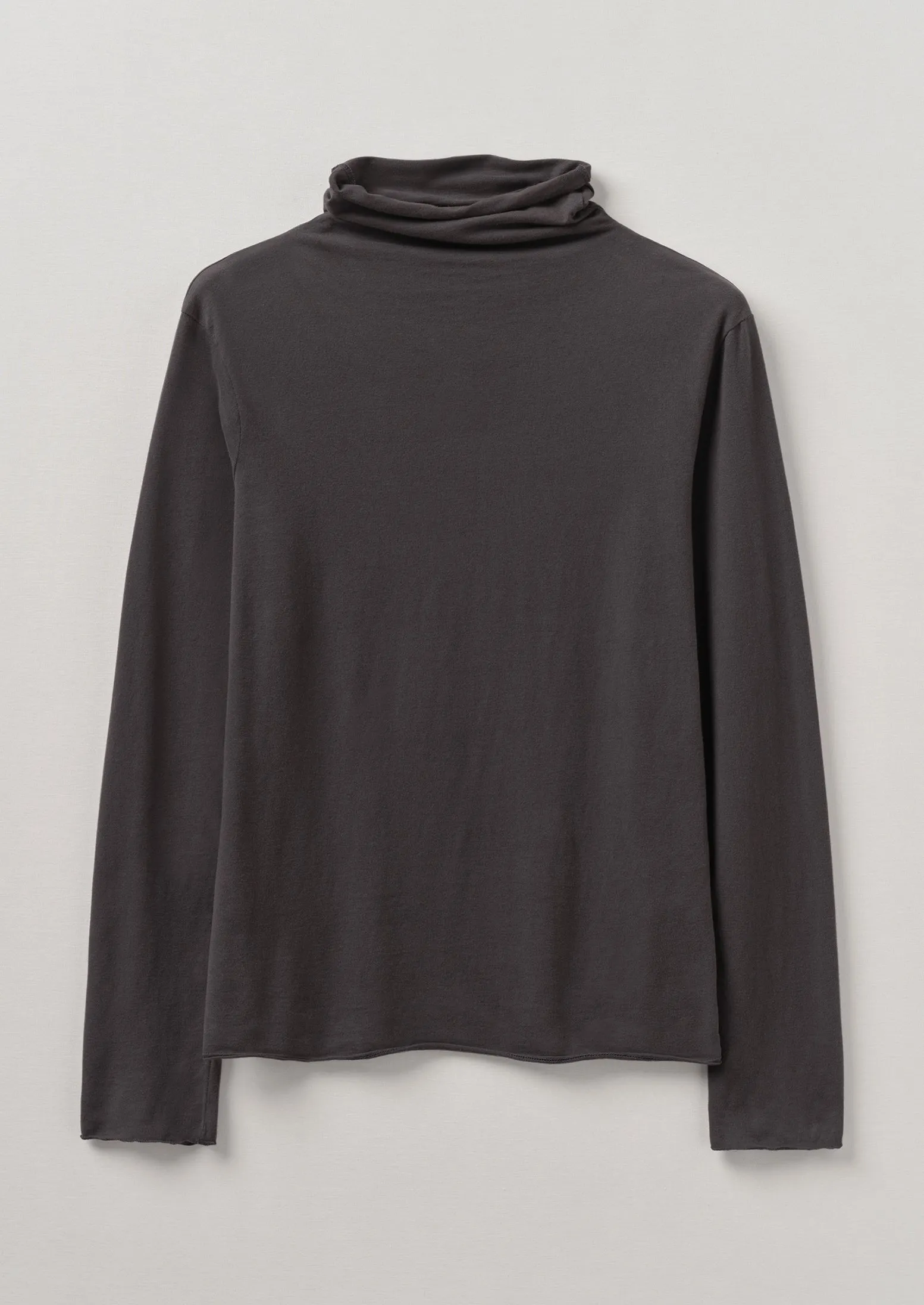 High Neck Soft Cotton Tee | Soft Charcoal sold by TOAST