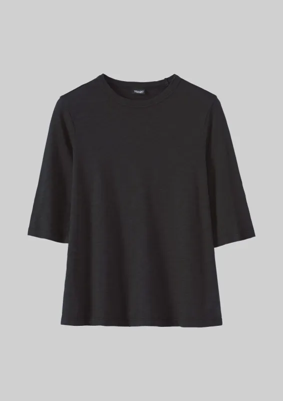 Emma Cotton Half Sleeve Tee | Carbon Black sold by TOAST