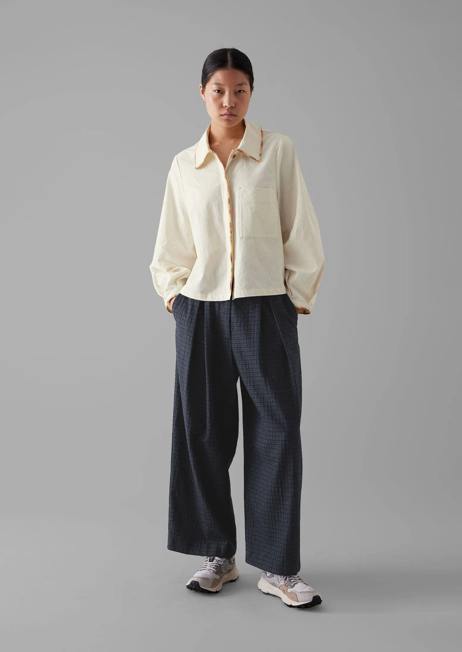 Hand Embroidered Textured Cotton Shirt | Ecru/Multi sold by TOAST product image thumbnail 3