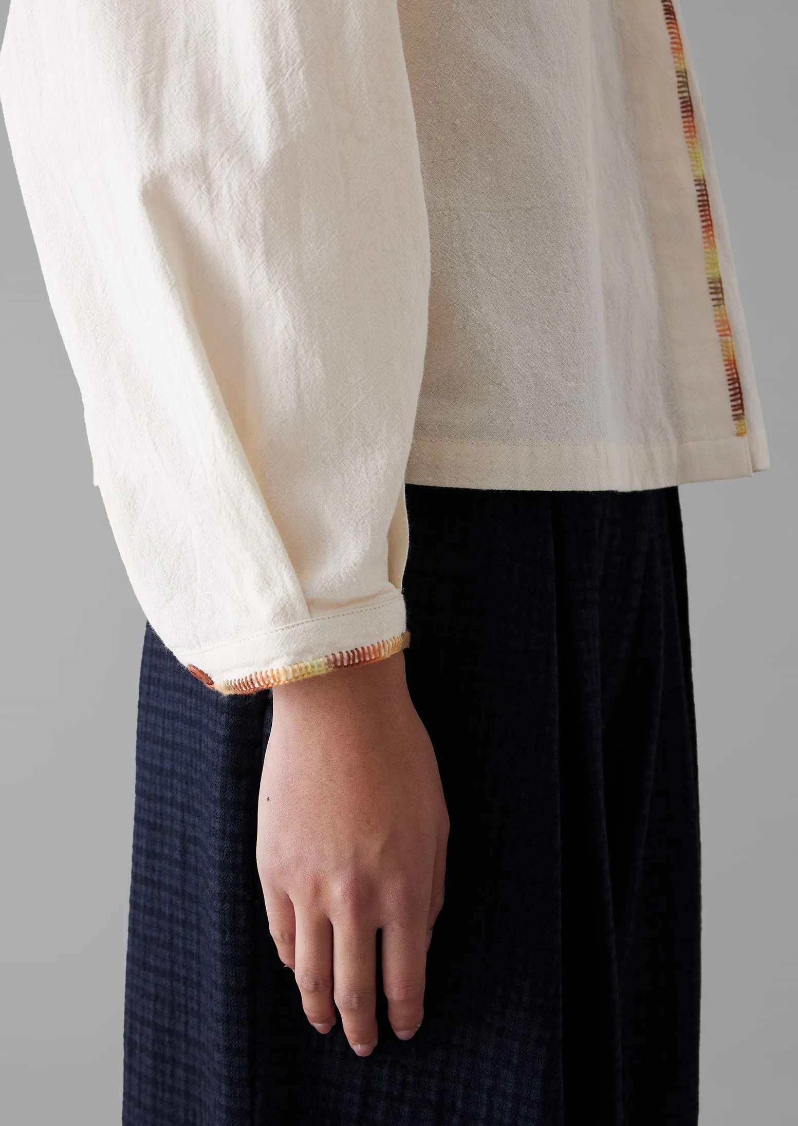 Hand Embroidered Textured Cotton Shirt | Ecru/Multi sold by TOAST product image thumbnail 4