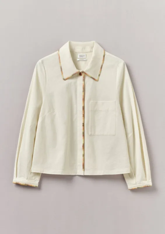 Hand Embroidered Textured Cotton Shirt | Ecru/Multi sold by TOAST