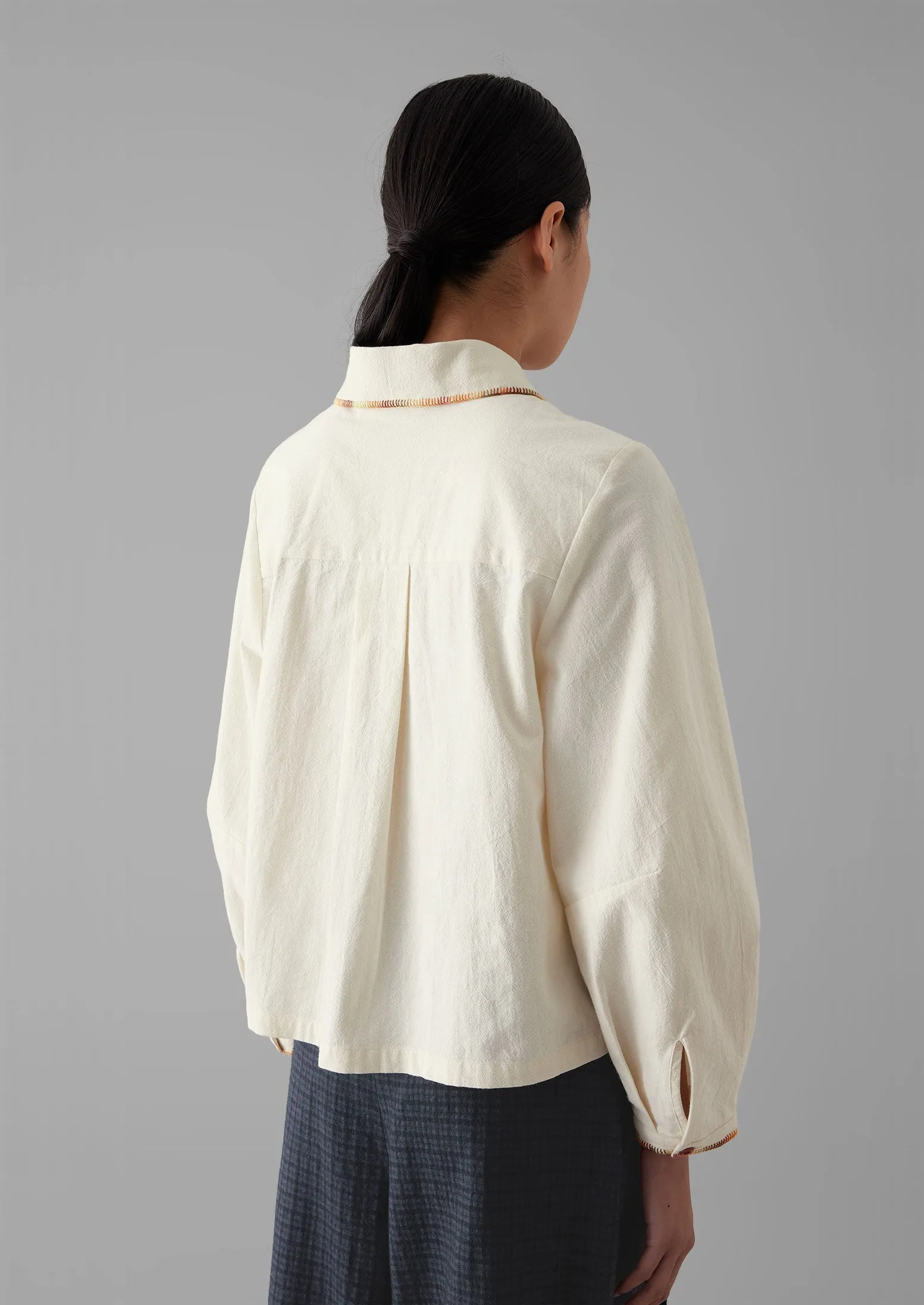 Hand Embroidered Textured Cotton Shirt | Ecru/Multi sold by TOAST product image thumbnail 5