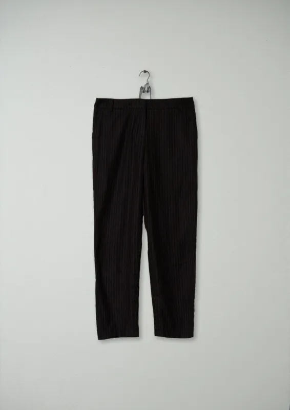 Reworn Pinstripe Trousers Size 12 (163) | Brown made by TOAST