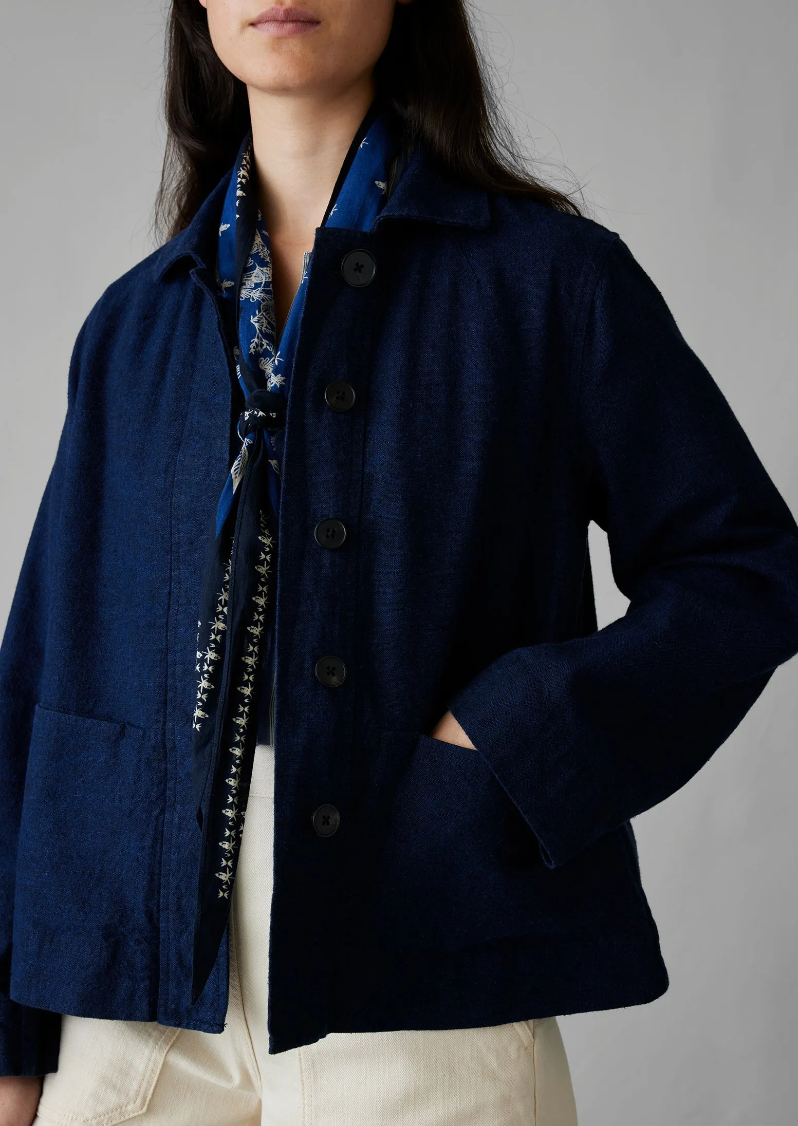 Boxy Hemp Cotton Canvas Jacket | Indigo sold by TOAST product image thumbnail 3