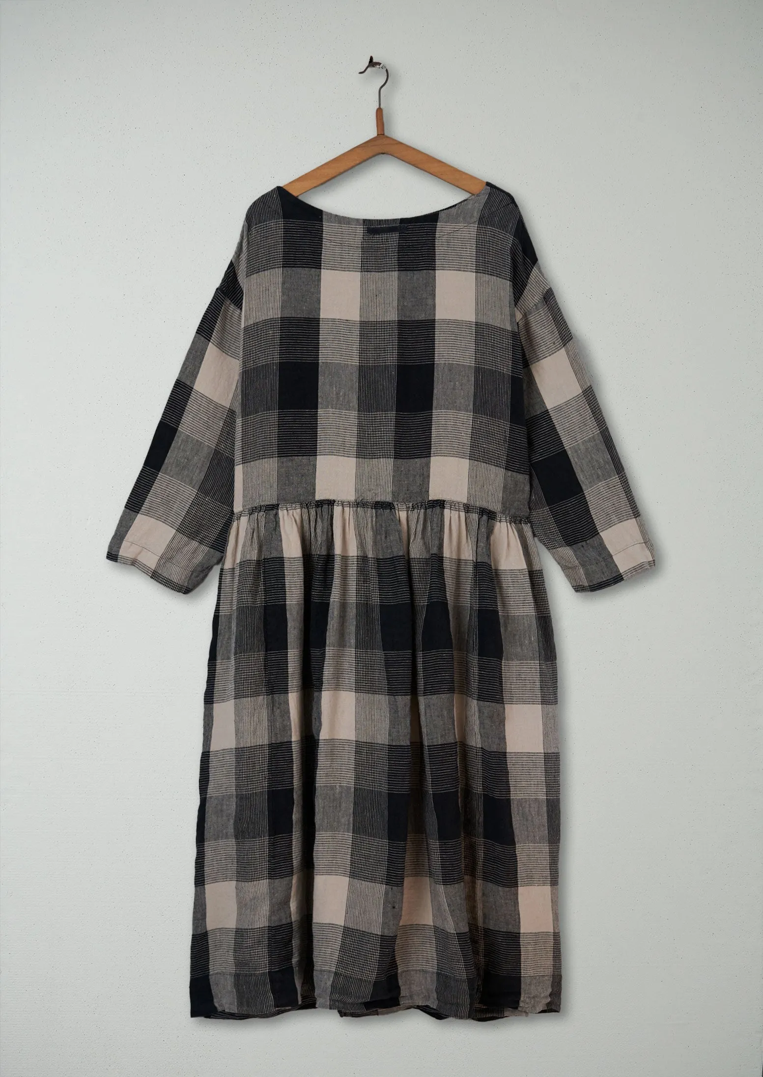 Reworn Check Linen Dress Size XL (494) | Charcoal/Oat sold by TOAST product image thumbnail 2
