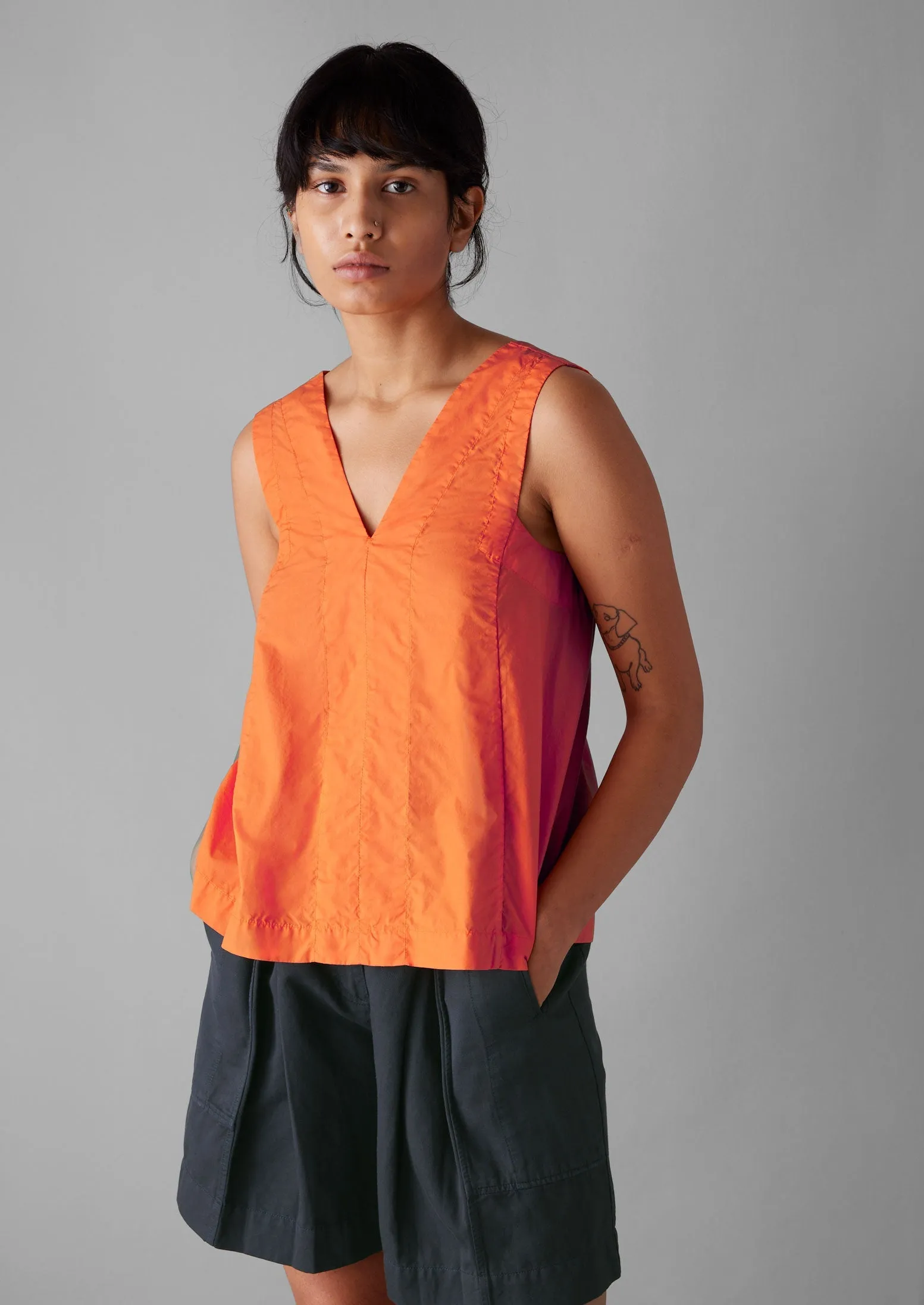 V-Neck Cotton Poplin Top | May Pole sold by TOAST product image thumbnail 2