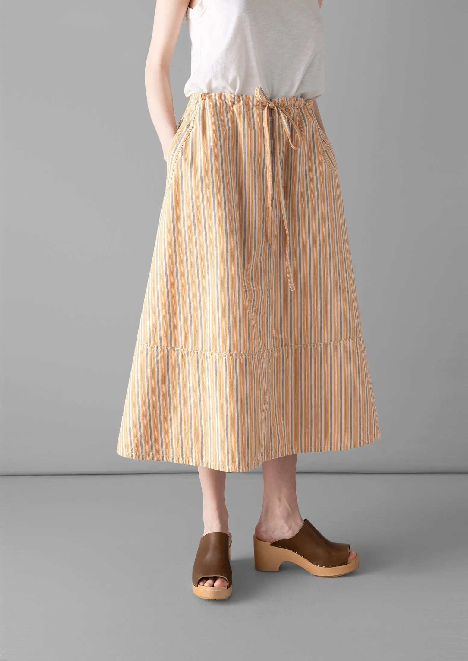 Drawstring Waist Raft Stripe Skirt | Redcurrant/Ecru sold by TOAST product image thumbnail 4