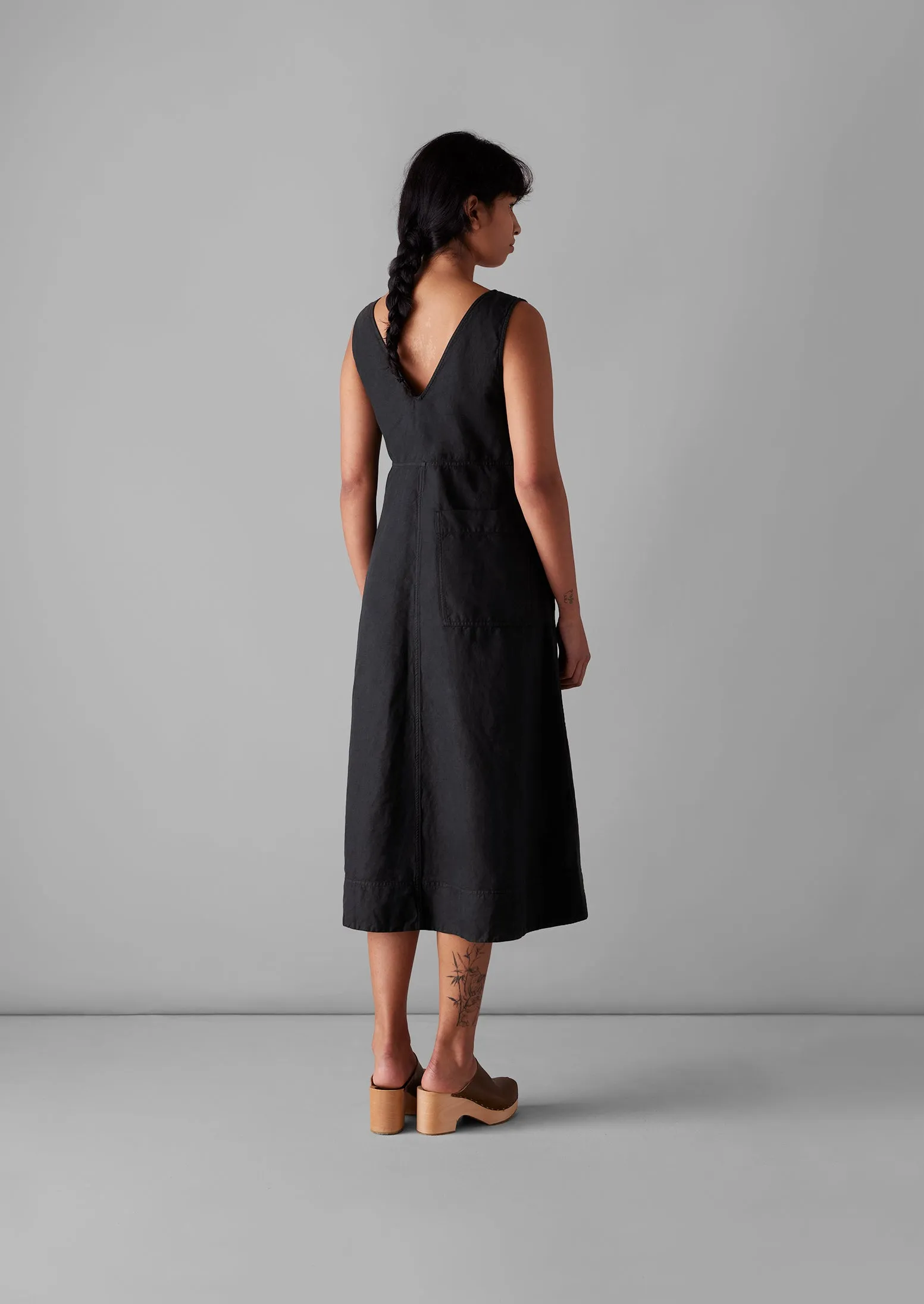 A Line Cotton Linen Twill Dress | Slate Navy sold by TOAST product image thumbnail 4