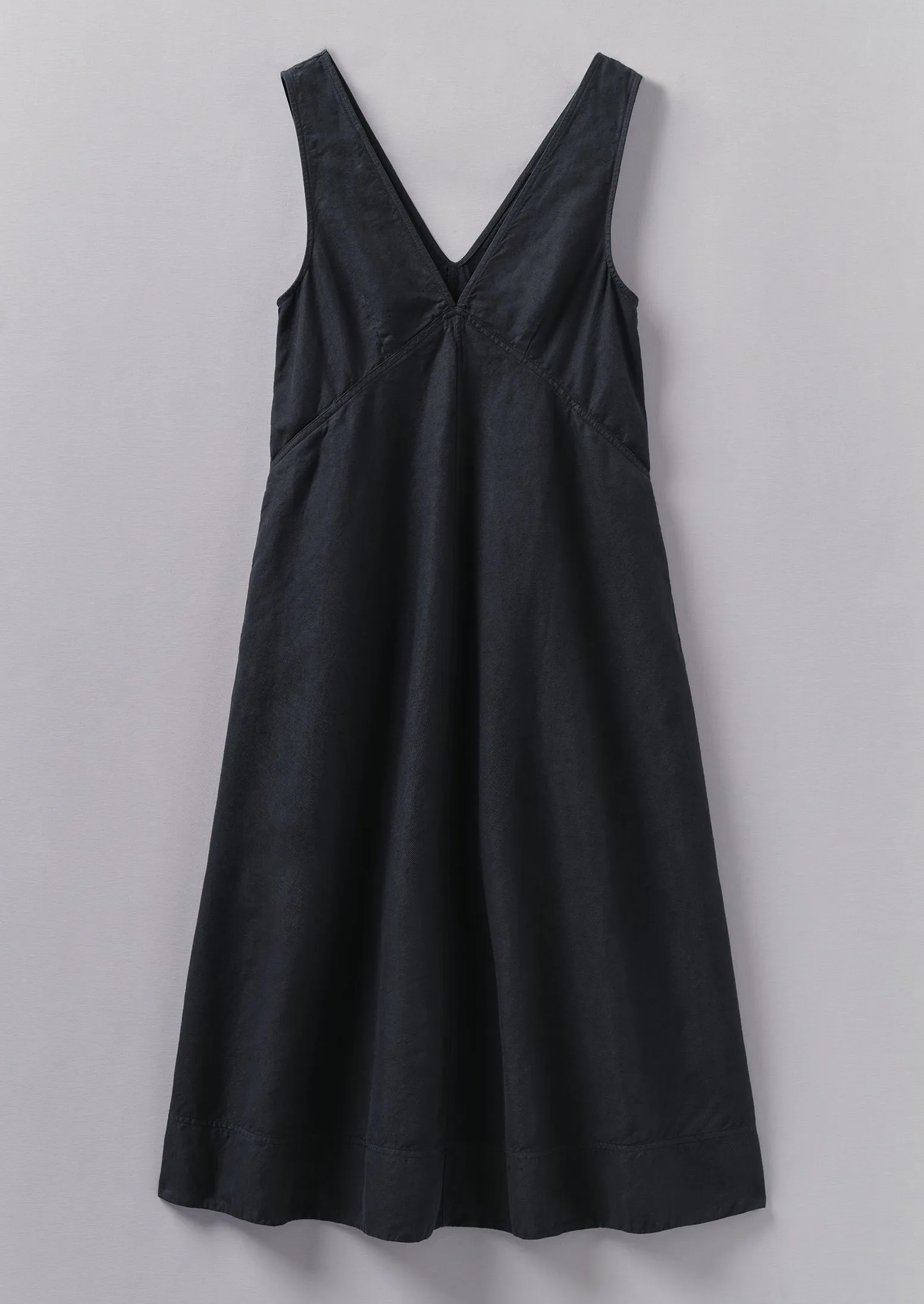 A Line Cotton Linen Twill Dress | Slate Navy sold by TOAST