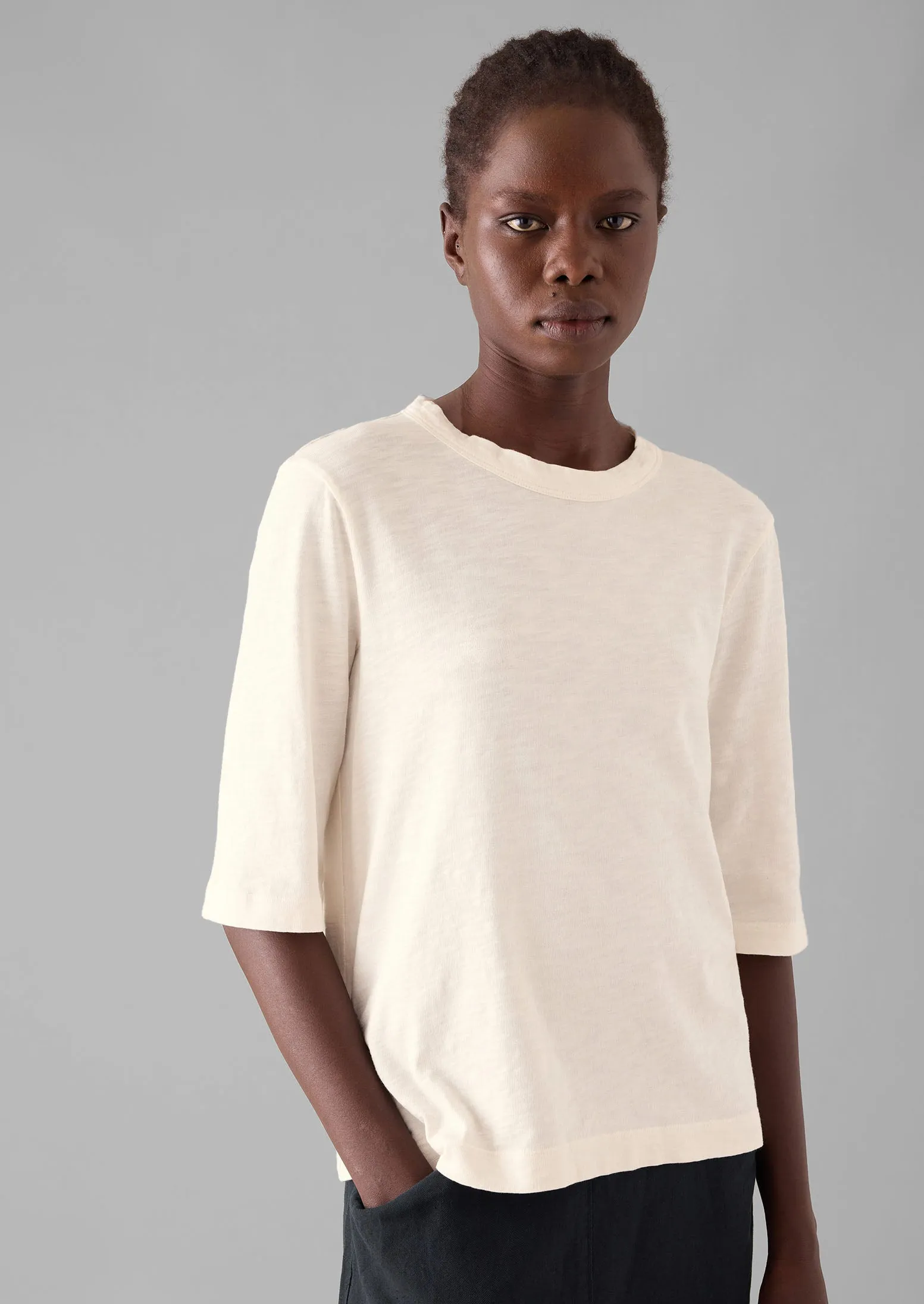 Cleo Garment Dyed Organic Cotton Tee | Chalk sold by TOAST product image thumbnail 2