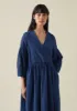 Cross Front Gingham Seersucker Dress | Navy sold by TOAST