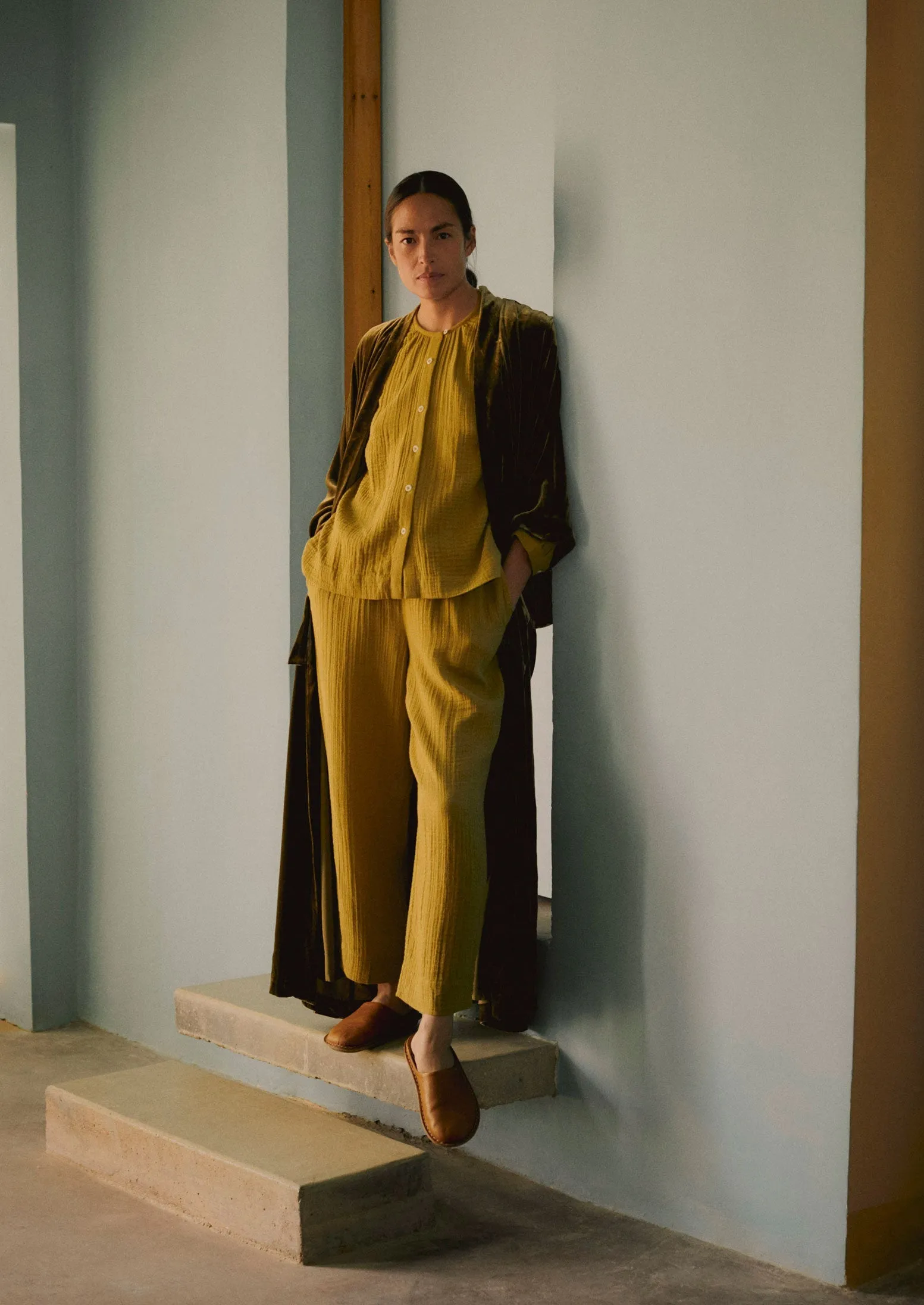 Silk Velvet Gown | Rich Olive sold by TOAST product image thumbnail 4