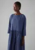 Check Crinkle Cotton Boat Neck Dress | Cobalt sold by TOAST