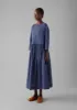 Check Crinkle Cotton Boat Neck Dress | Cobalt sold by TOAST