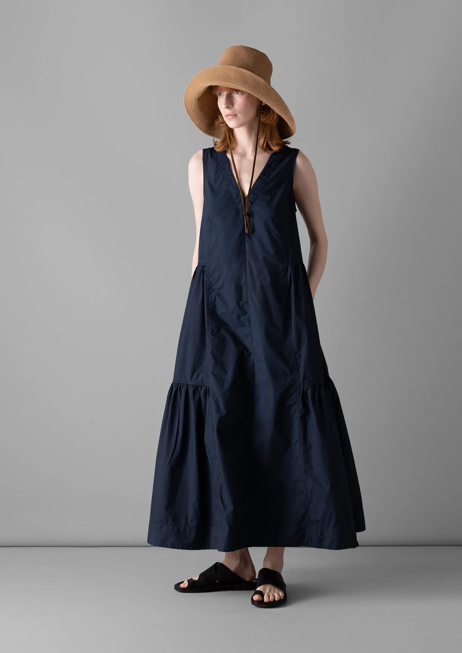 Tiered Cotton Poplin Dress | Liquorice Navy sold by TOAST product image thumbnail 2
