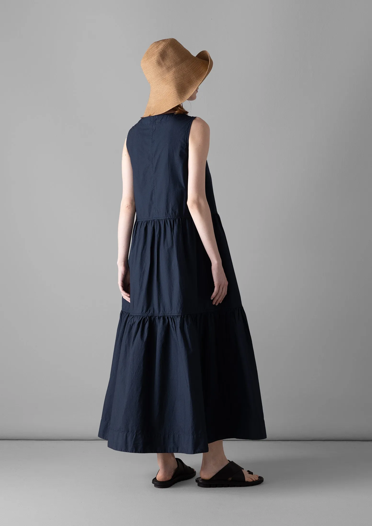 Tiered Cotton Poplin Dress | Liquorice Navy sold by TOAST product image thumbnail 4