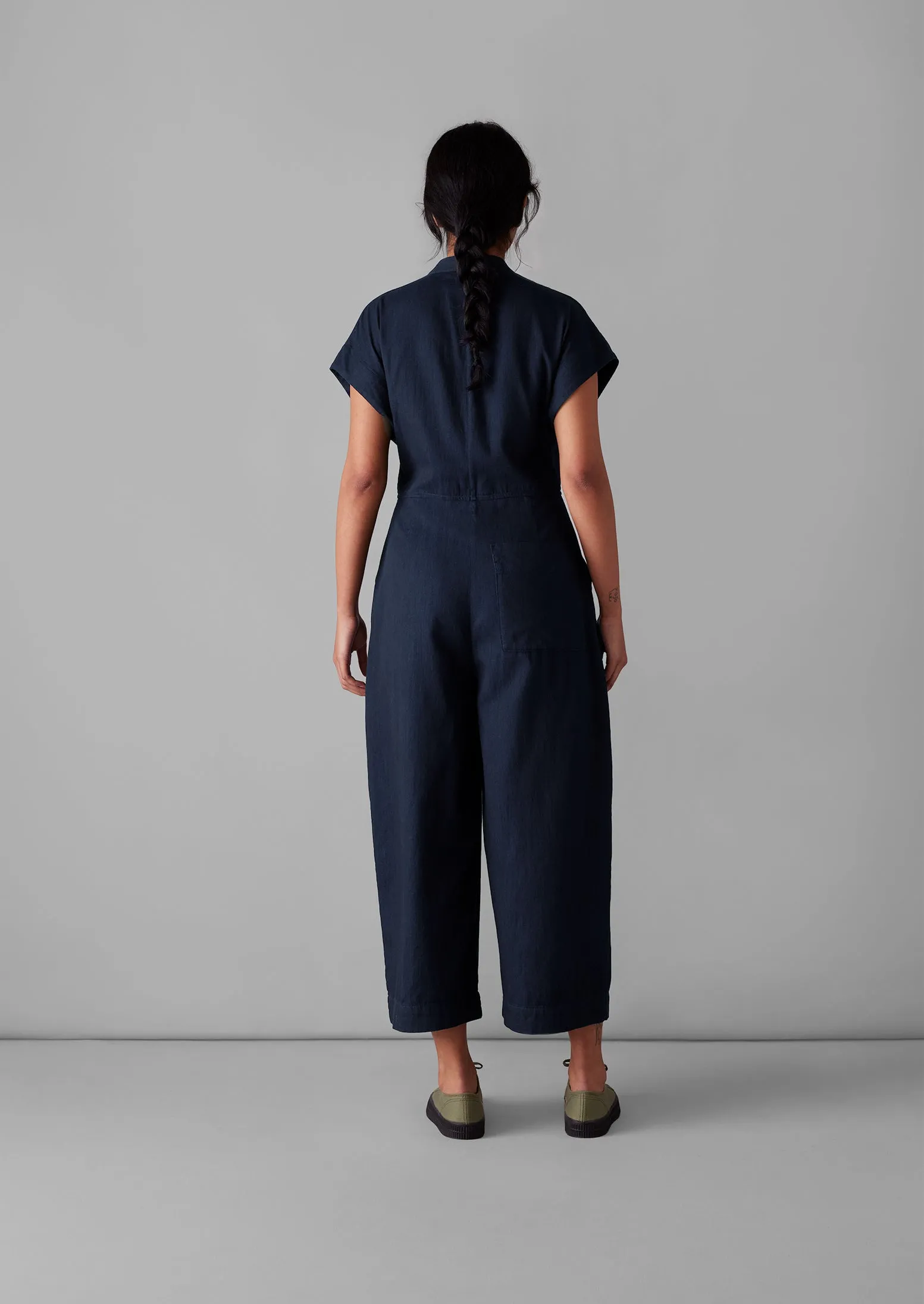 Cross Front Indigo Twill Jumpsuit | Indigo sold by TOAST product image thumbnail 4