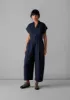 Cross Front Indigo Twill Jumpsuit | Indigo sold by TOAST