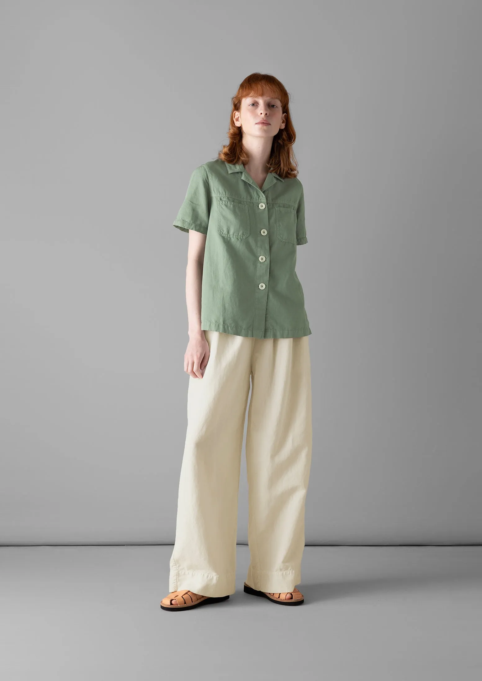 Cotton Linen Short Sleeve Shirt | Sage sold by TOAST product image thumbnail 3
