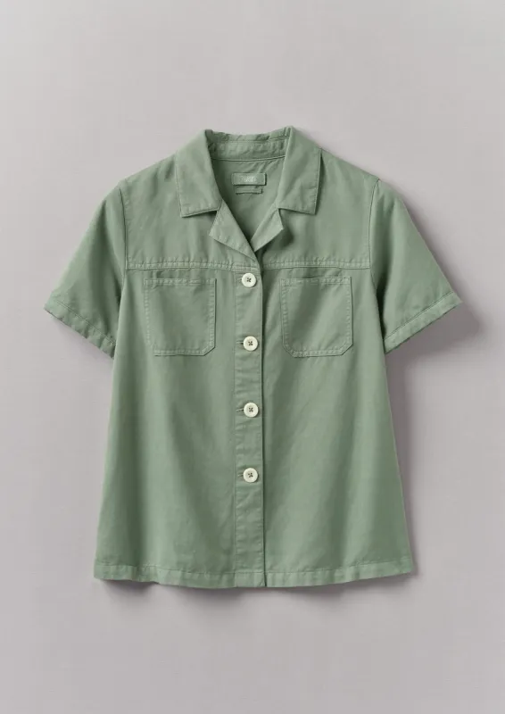 Cotton Linen Short Sleeve Shirt | Sage made by TOAST