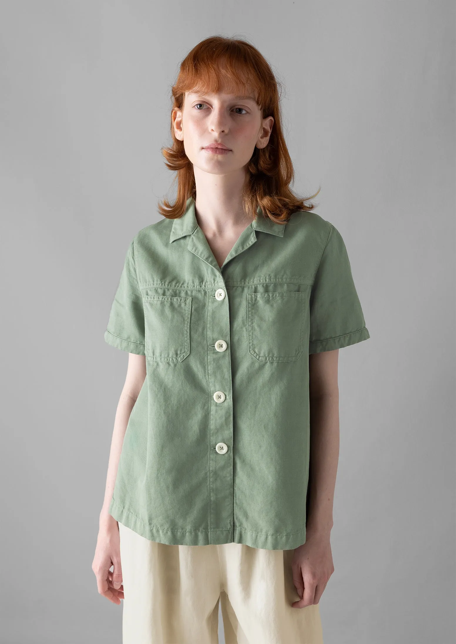Cotton Linen Short Sleeve Shirt | Sage sold by TOAST product image thumbnail 2