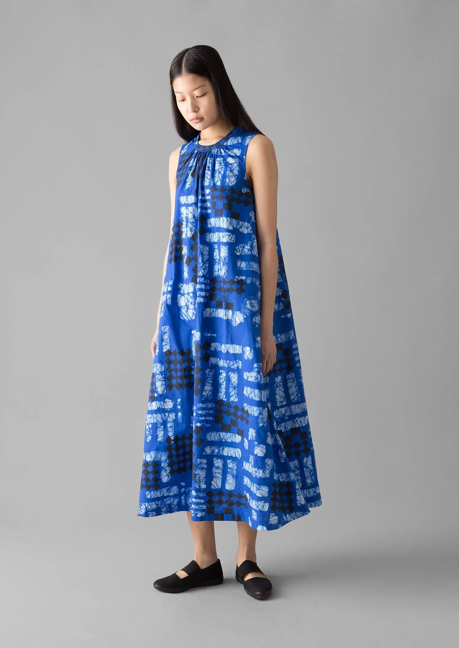 Block Print Batik Poplin Dress | Azurite Blue sold by TOAST product image thumbnail 4