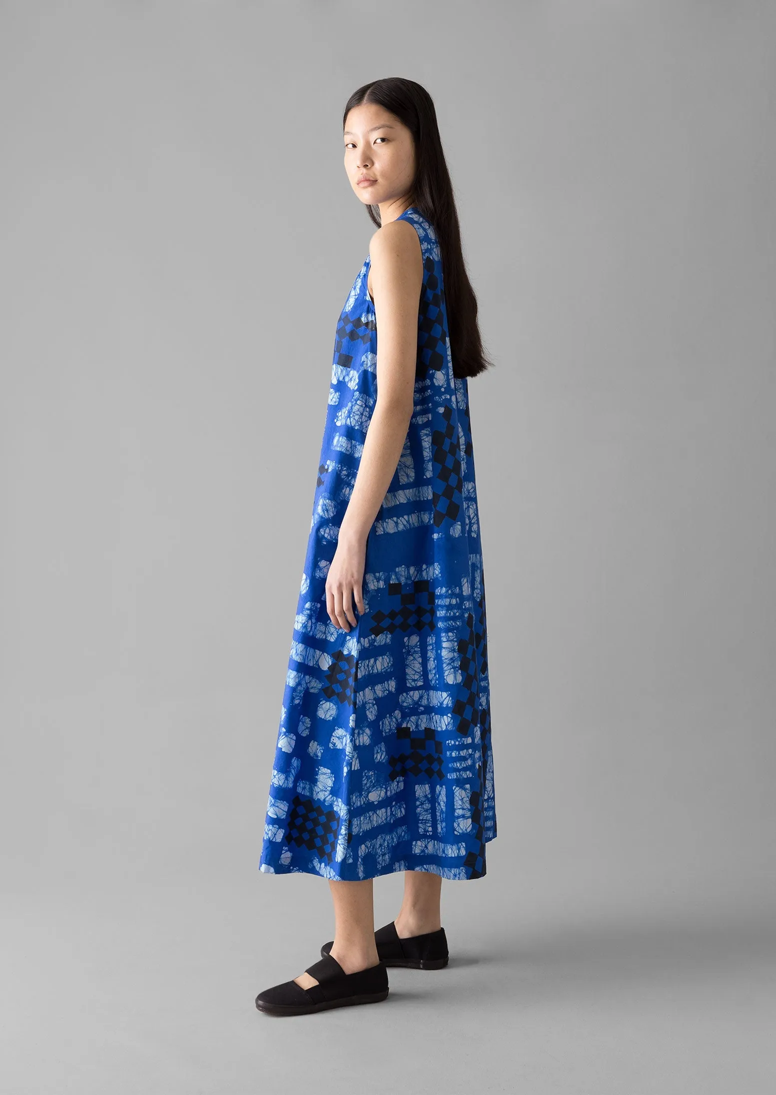 Block Print Batik Poplin Dress | Azurite Blue sold by TOAST product image thumbnail 5