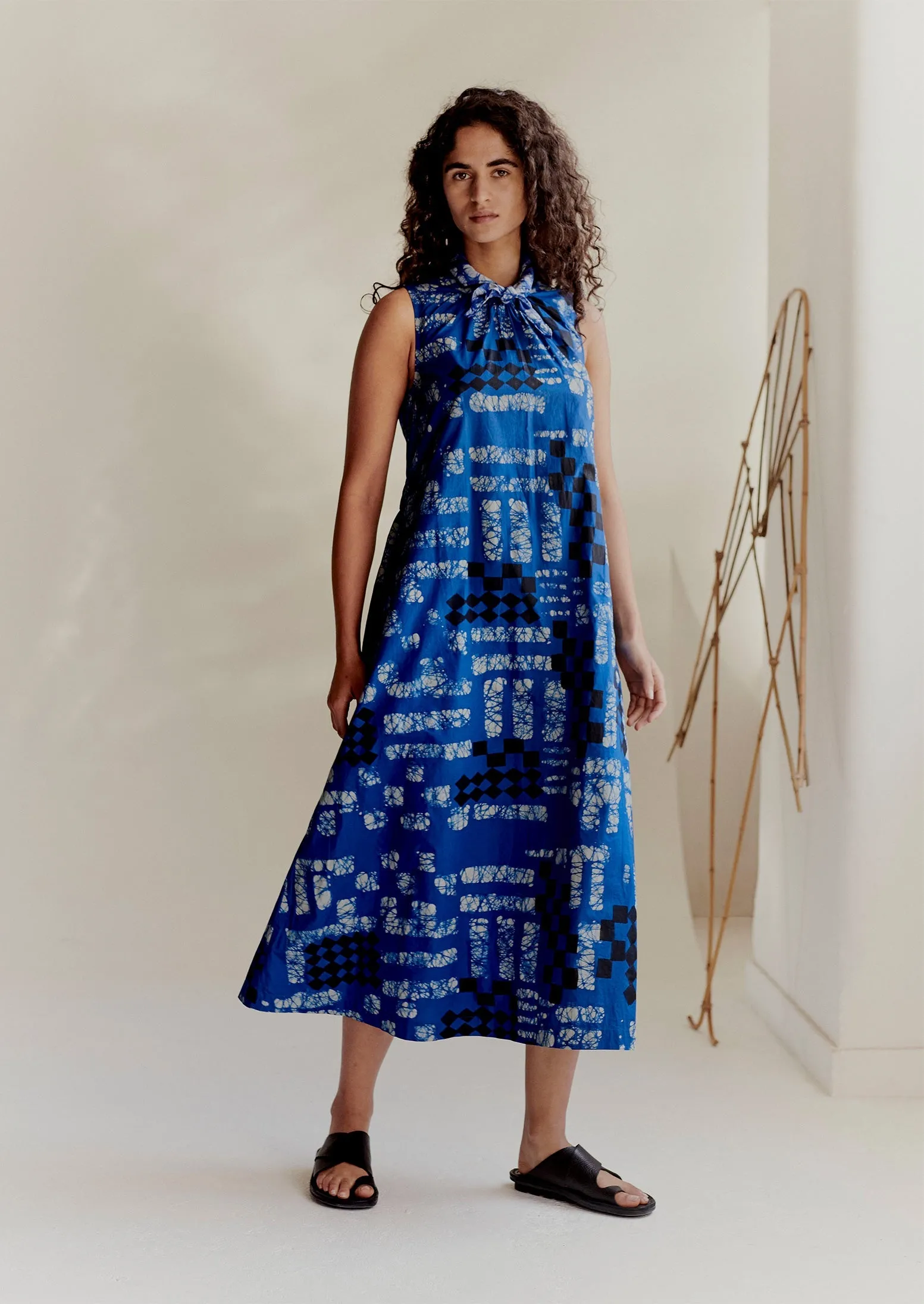 Block Print Batik Poplin Dress | Azurite Blue sold by TOAST product image thumbnail 2