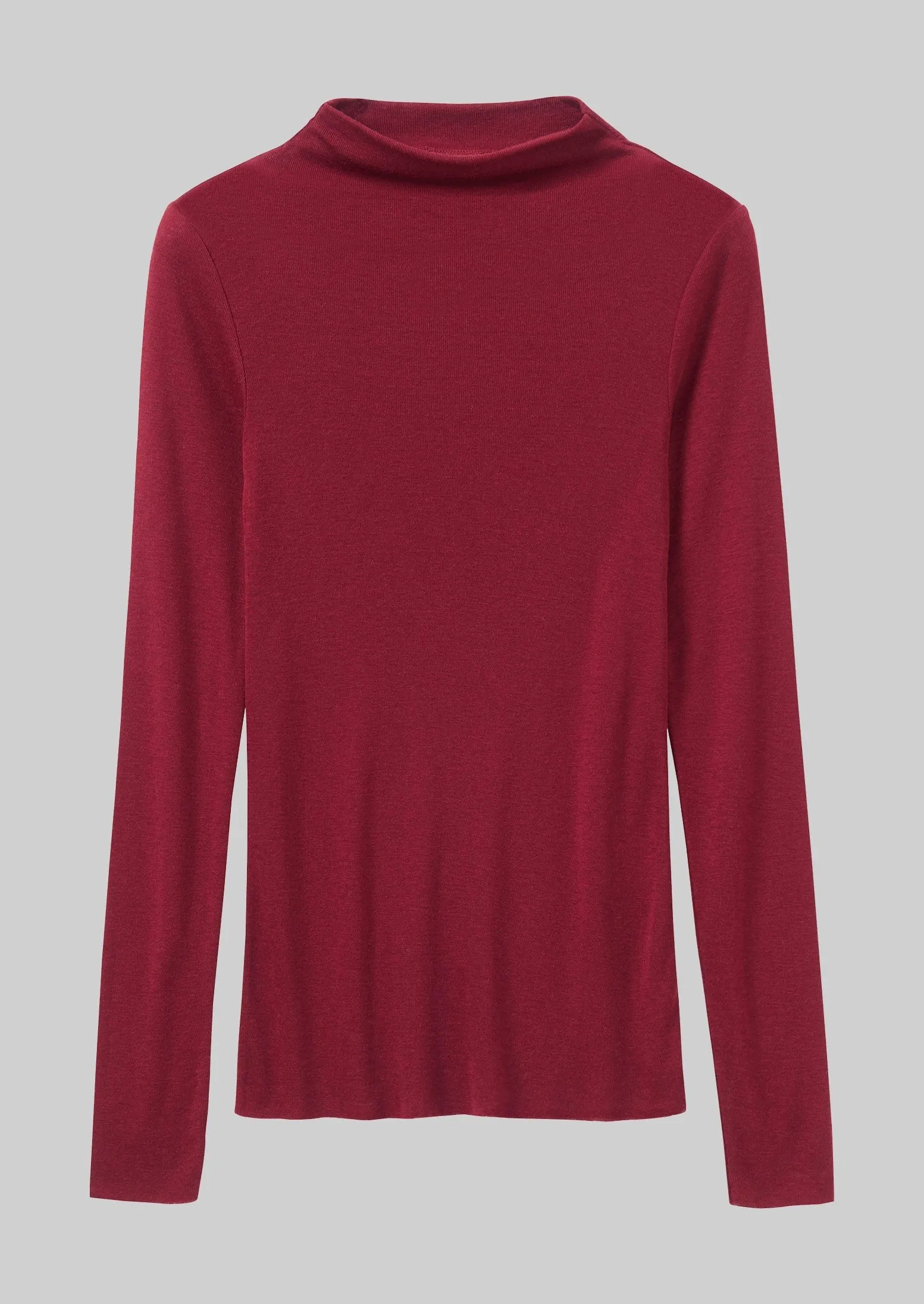 Aster Wool Lyocell High Neck Tee | Claret sold by TOAST