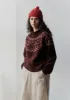 Graphic Yoke Sweater | Dark Red/Brick sold by TOAST