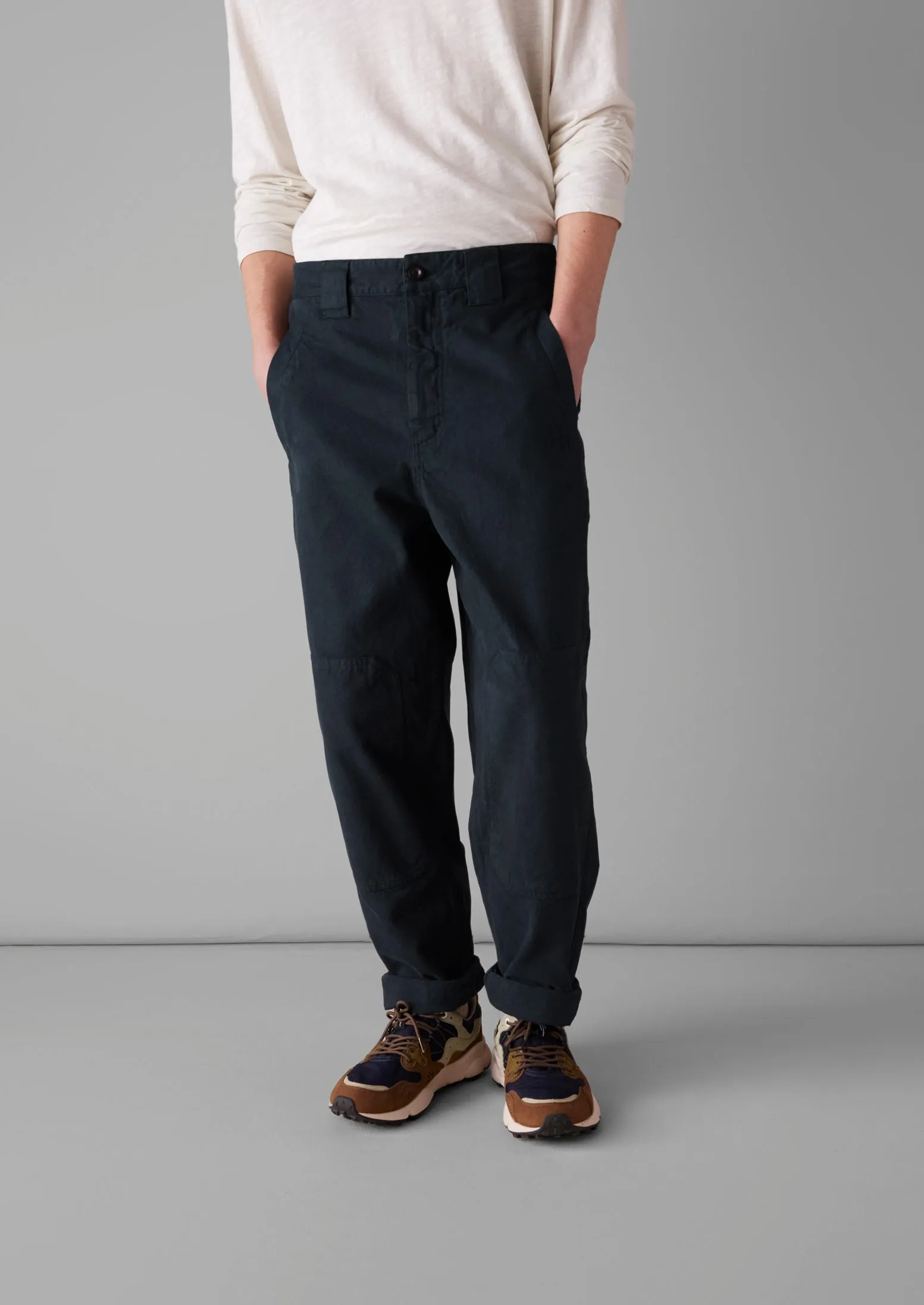 Cotton Canvas Tapered Trousers | Blue Navy sold by TOAST product image thumbnail 4