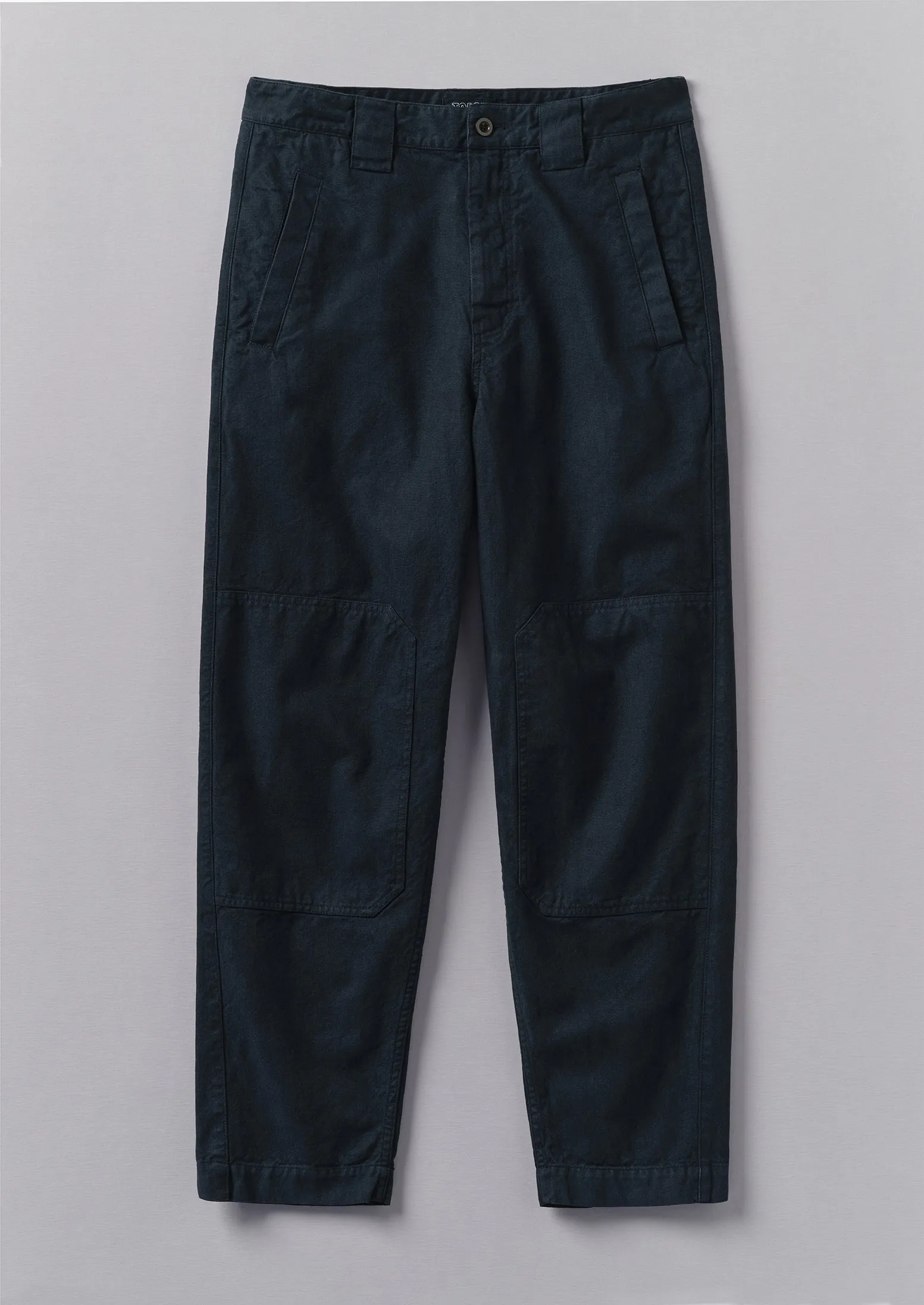 Cotton Canvas Tapered Trousers | Blue Navy sold by TOAST