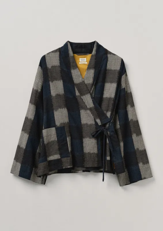 Gingham Ikat Wrap Jacket | Midnight Blue sold by TOAST