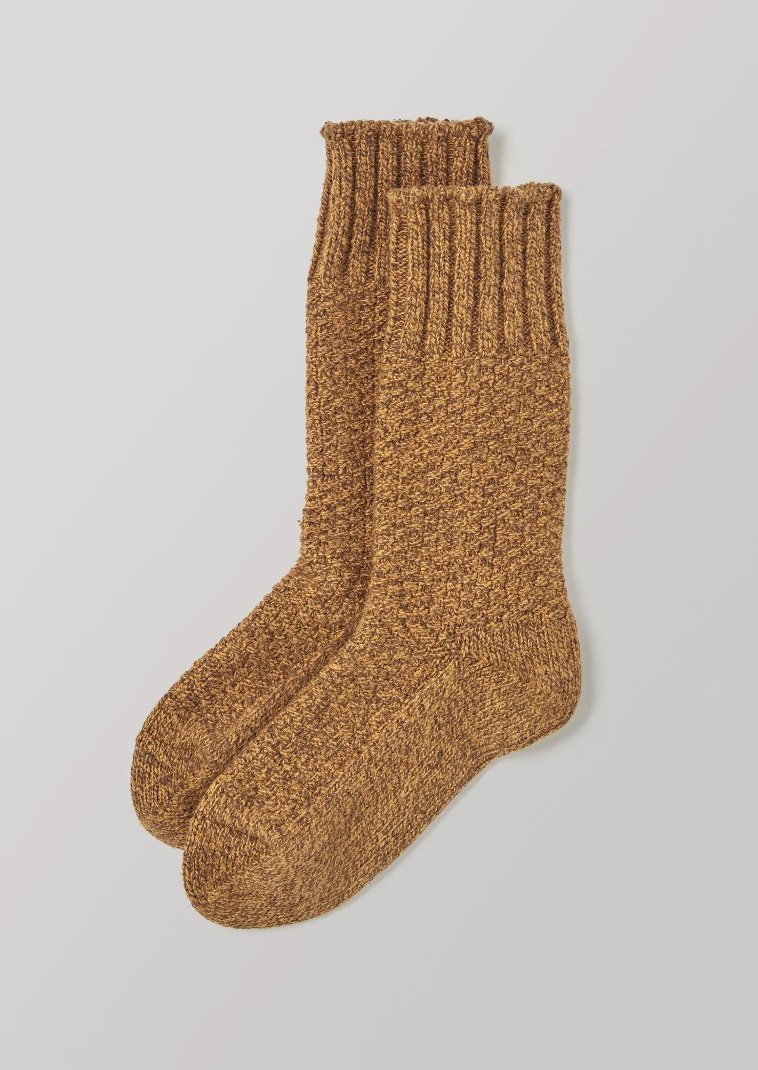 Nishiguchi Kutsushita Textured Boot Socks | Mustard sold by TOAST