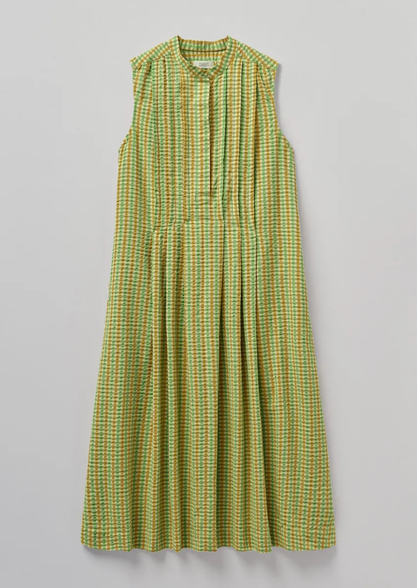 Flora Check Seersucker Dress | Sea Green/Taupe sold by TOAST