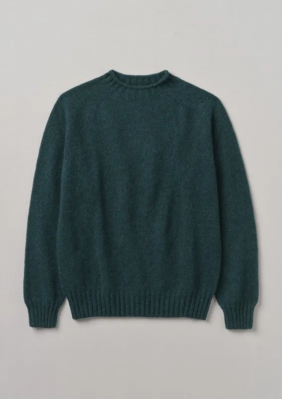 Crew Neck British Wool Seamless Sweater | Petrol sold by TOAST
