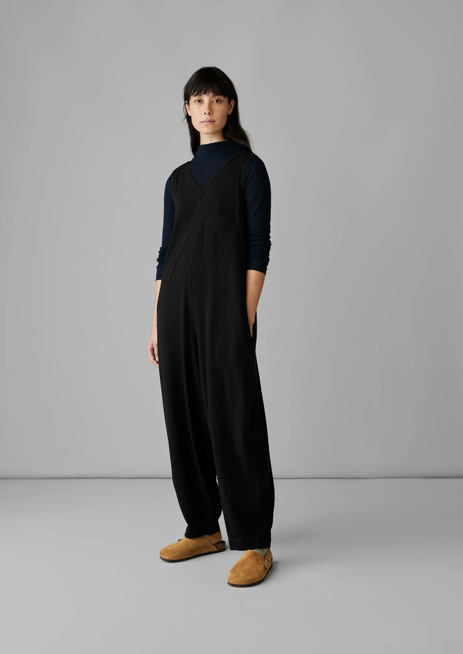 V-Neck Cotton Jersey Jumpsuit | Washed Black sold by TOAST product image thumbnail 4